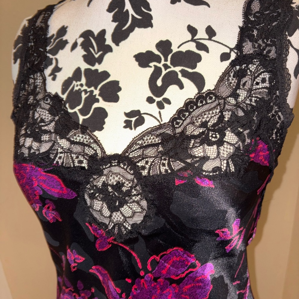 Dior Black and Pink Chemise with Elegant Lace Accents